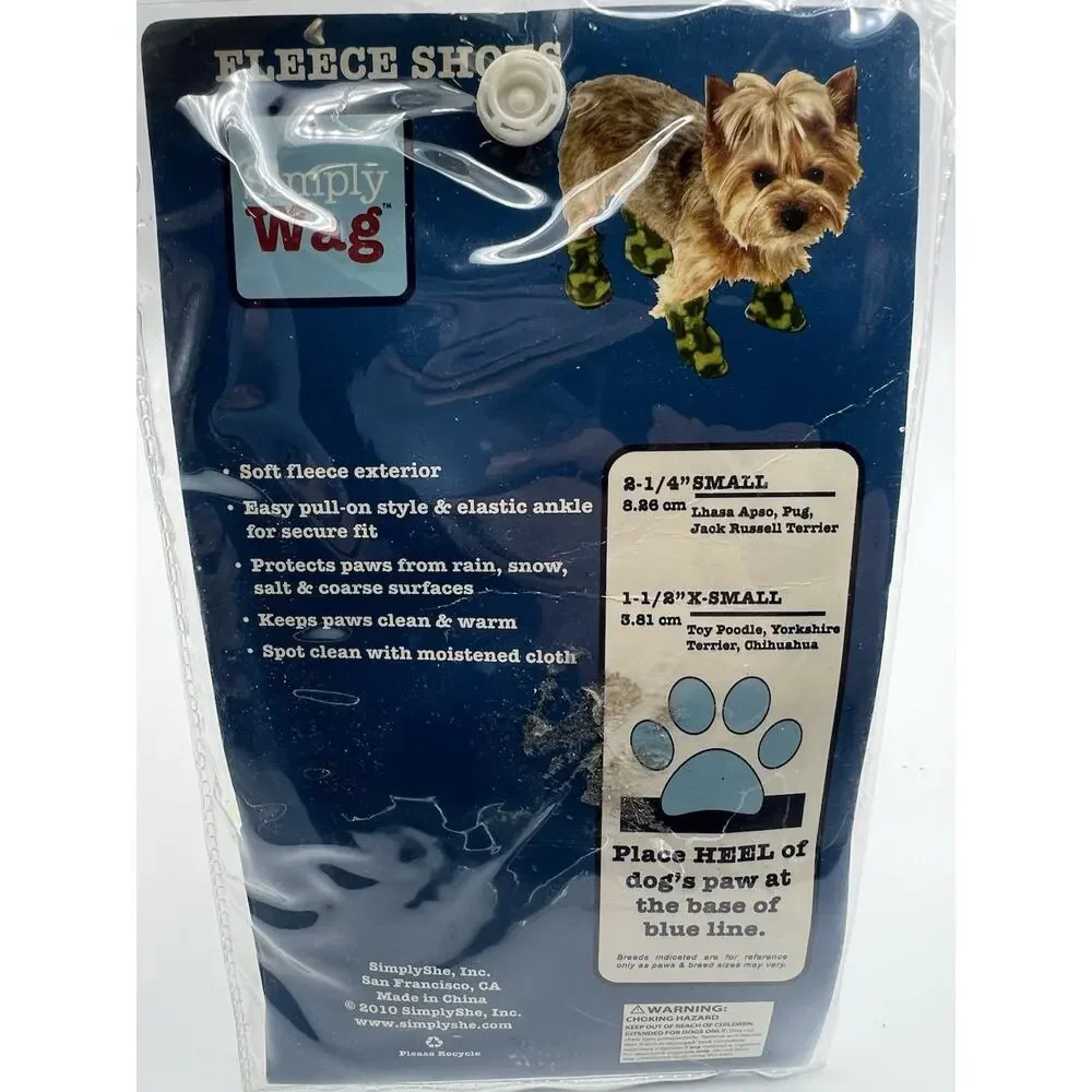 Simply Wag Dog Fleece Shoes Size Small Blue Boots Paw Protector 4 Pack